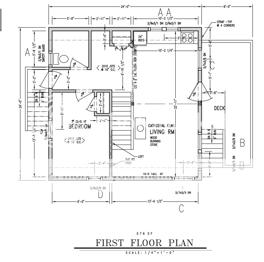 Wood 24x24 Cabin Plans With Loft PDF Plans